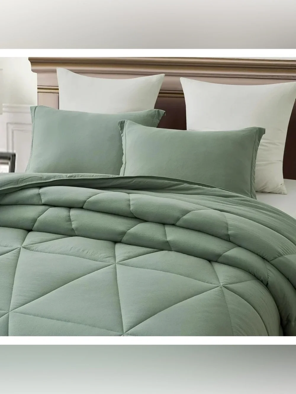 Sage Green Microfiber king 3 piece Comforter Set - Soft All-Season Bedding